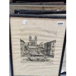 NINE VINTAGE PRINTS OF ROMAN CITY SCAPES, INSCRIBED. SIZES VARY (9)