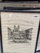 NINE VINTAGE PRINTS OF ROMAN CITY SCAPES, INSCRIBED. SIZES VARY (9)