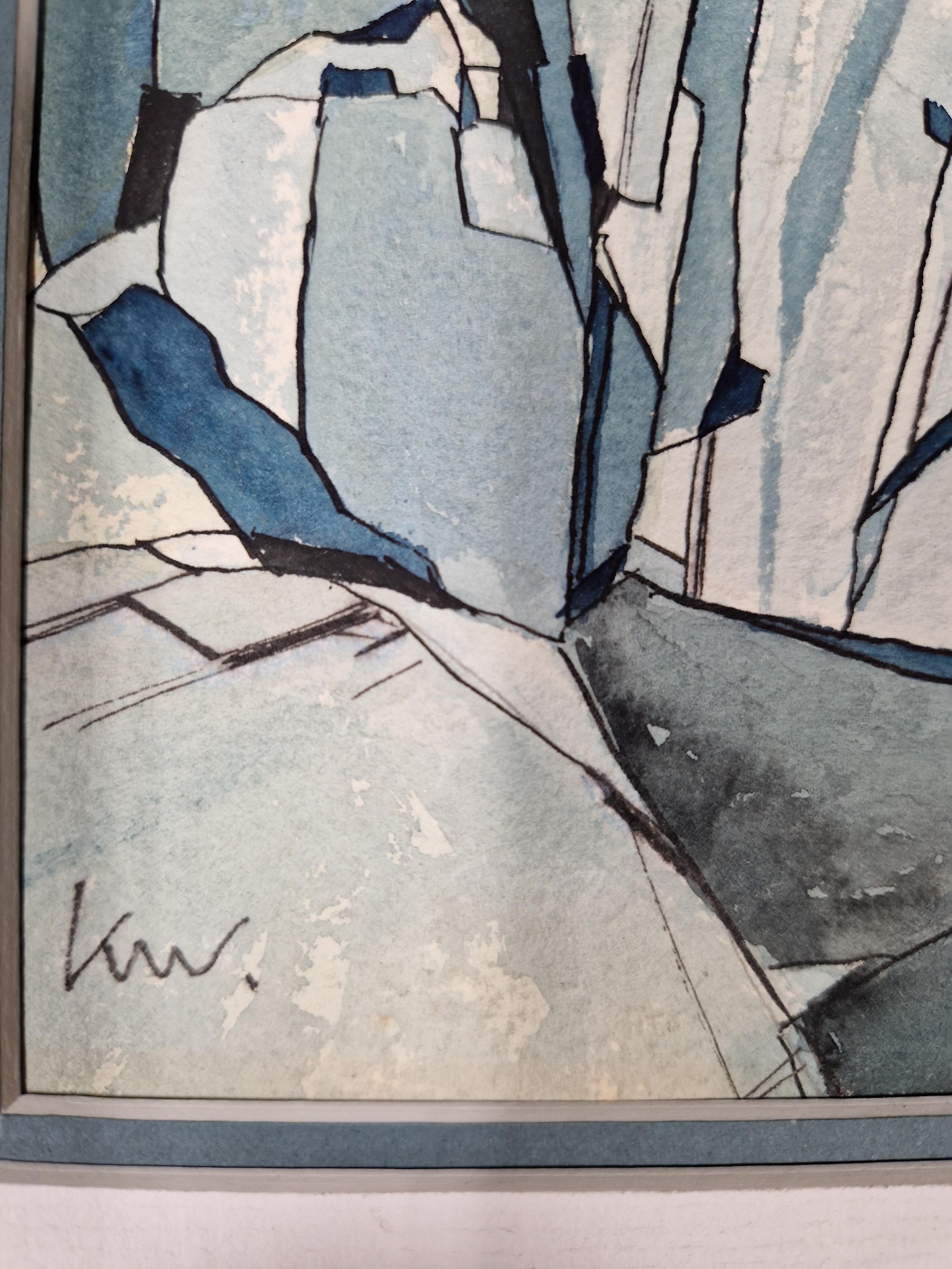 MANNER OF KYFFIN WILLIAMS (20th C. BRITISH SCHOOL) THE ROCK FACE, INITIALLED, WATERCOLOUR. 31 x - Image 2 of 8