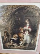 AFTER LANDSEER A COLOUR PRINT OF CHILDREN AND ANIMALS TOGETHER WITH VARIOUS ANTIQUE AND LATER