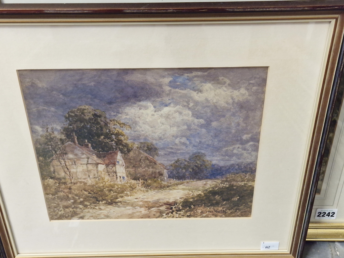 JOHN KEELEY (19th/20th C. ENGLISH SCHOOL) FOUR WATERCOLOUR LANDSCAPES, SIGNED. LARGEST 26 x 36cms ( - Image 3 of 4