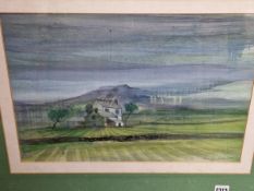 20th C. ENGLISH SCHOOL RURAL COTTAGE, SIGNED INDISTINCTLY, WATERCOLOUR. 32 x 47cms