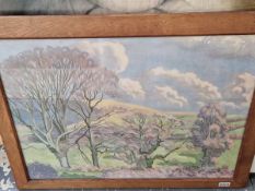 AFTER GILBERT SPENCER (1892-1979). ARR. MELBRAY BEACON, COLOUR PRINT, 45 x 60cms.