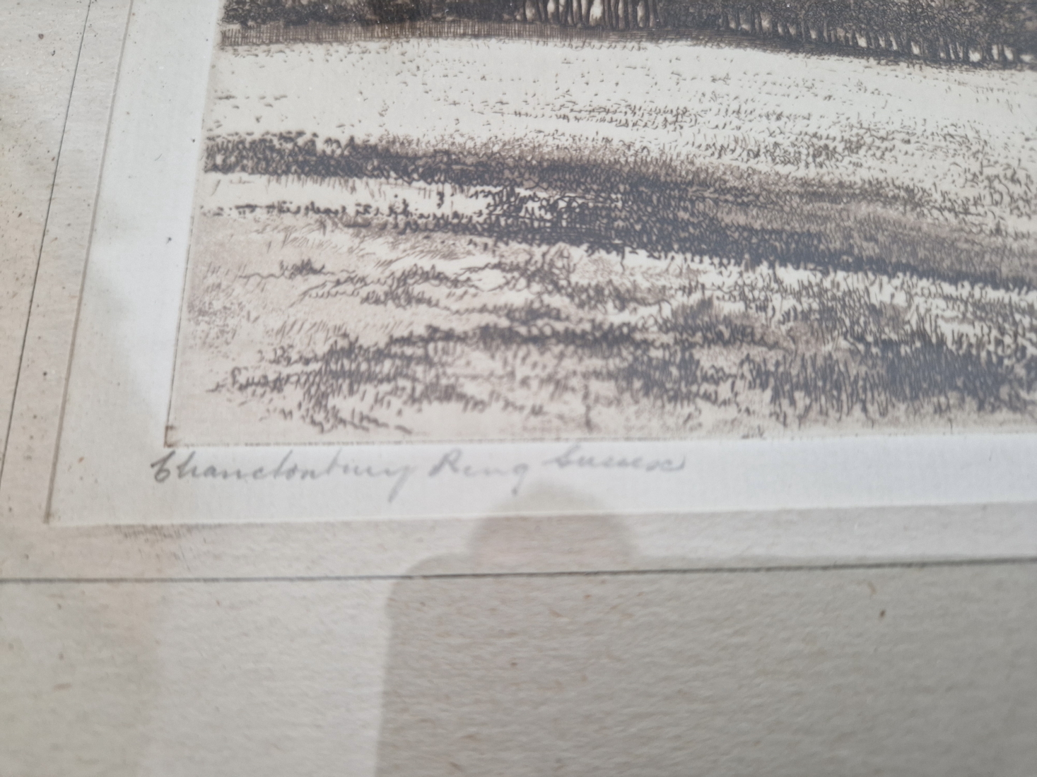 TWO EARLY 20th C. ENGLISH PENCIL SIGNED LANDSCAPE ETCHINGS, BOTH SIGNED INDISTINCTLY. LARGEST 11 x - Image 2 of 6