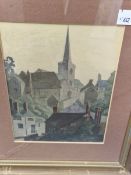 A SMALL GROUP OF DECORATIVE ANTIQUE AND LATER PICTURES INCLUDING LANDSCAPE WATERCOLOURS BY G. WARD