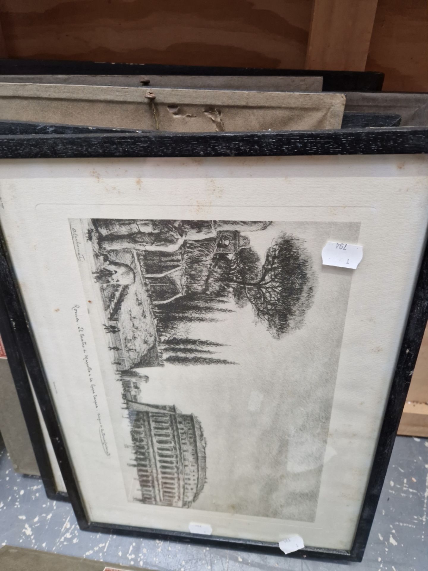 NINE VINTAGE PRINTS OF ROMAN CITY SCAPES, INSCRIBED. SIZES VARY (9) - Image 3 of 8