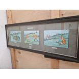 SIX VINTAGE COMIC COLOUR PRINTS OF HUNTING SUBJECTS IN TWO FRAMES