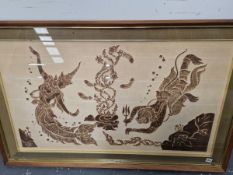 A DECORATIVE SOUTH EAST ASIAN TEMPLE RUBBING. 60 x 102cms