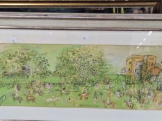 AFTER RAOUL DUFY TWO COLOUR PRINTS OF HORSES IN LANDSCAPES. LARGEST 30 x 76cms (2)
