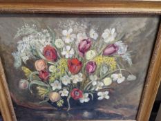 20th C. ENGLISH SCHOOL THREE FLORAL STILL LIFE PAINTINGS BY DIFFERENT HANDS, SOME SIGNED