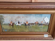 MANNER OF PHILIP RIDEOUT, A PAIR OF EARLY 20th C. ENGLISH SCHOOL HUNT SCENES, GOUACHE, 16 X 37cms (