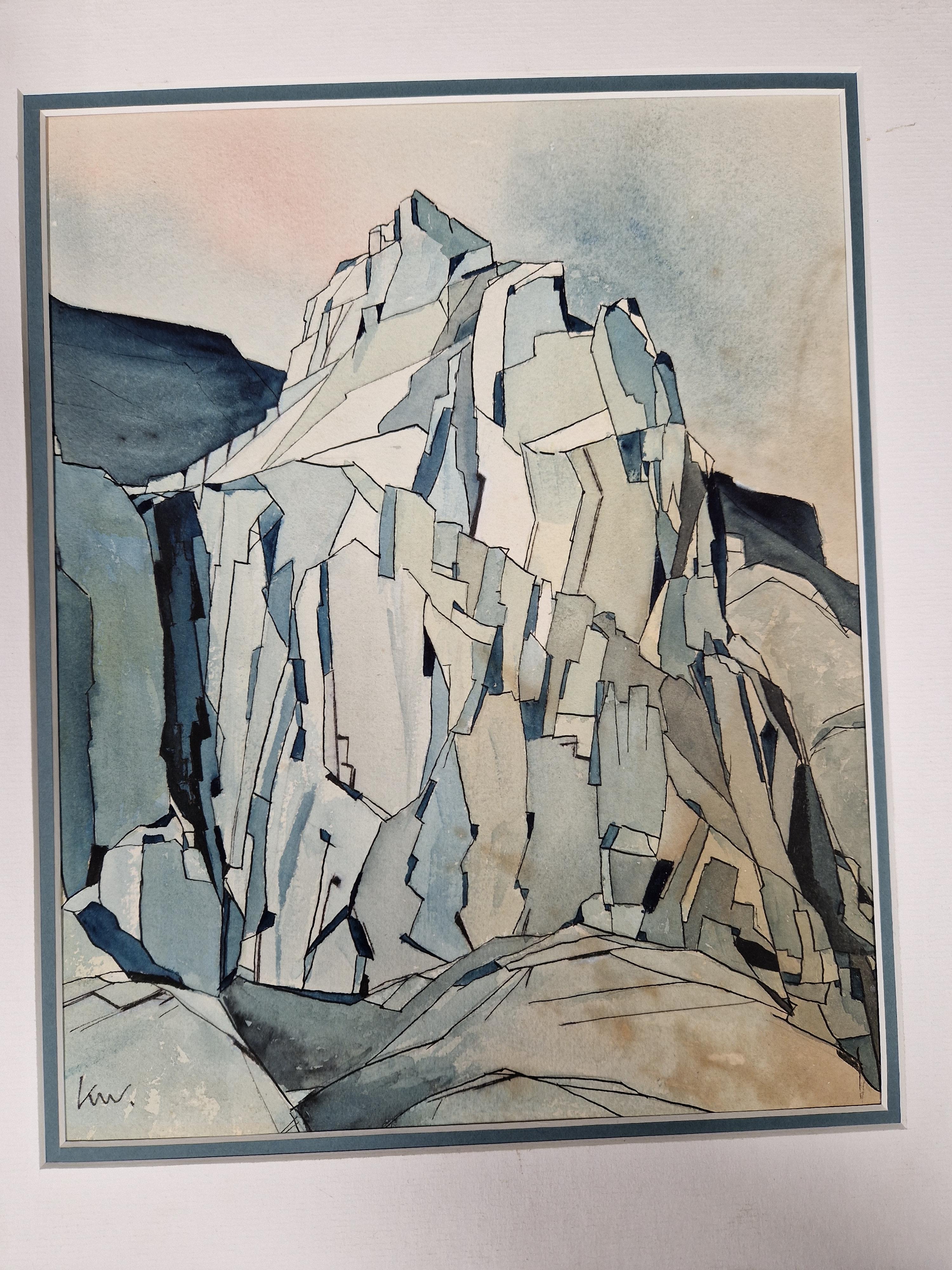MANNER OF KYFFIN WILLIAMS (20th C. BRITISH SCHOOL) THE ROCK FACE, INITIALLED, WATERCOLOUR. 31 x - Image 8 of 8
