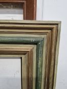 A PAIR OF LARGE CONTEMPORARY PICTURE FRAMES. REBATE SIZE 130 x 83cms TOGETHER WITH ANOTHER LARGER