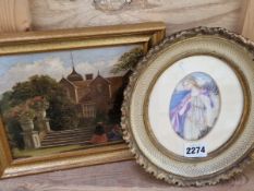 MURIEL V.C. NUTTALL, WATERCOLOUR MINIATURE TITLED MIRANDA. TOGETHER WITH AN ENGLISH 19th C. SCHOOL