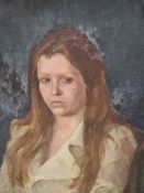 20th C. ENGLISH SCHOOL PORTRAIT OF A GIRL, OIL ON CANVAS LAID DOWN, UNFRAMED. 49 x 40cms