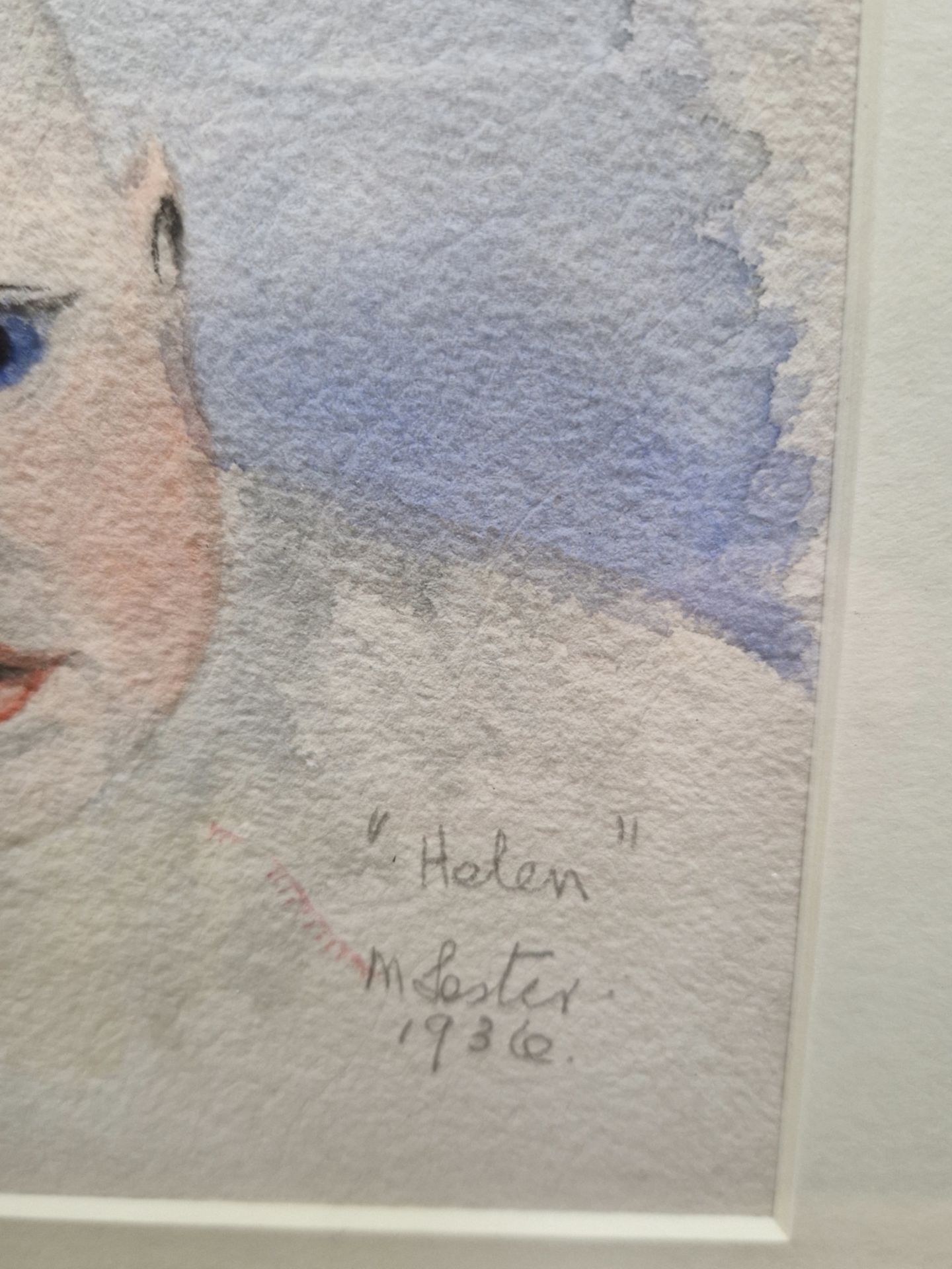 M. LESTER ENGLISH 20th C. SCHOOL PORTRAIT OF HELEN, SIGNED WATER COLOUR 17 x 20cms, TOGETHER WITH - Image 2 of 3