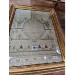 SARAH SUTTHERYS 1789 SILK WORKS SAMPLER