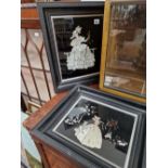 TWO ART DECO STYLE FOILED PICTURES OF ELEGANT LADIES.