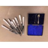A SET OF EIGHT CHRISTOFLE SILVER HANDLED KNIVES ETC.