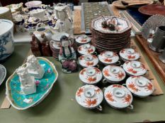 A CHINESE EGGSHELL PORCELAIN PART SERVICE, BLANC DE CHINE, A CANTON DISH AND A FAMILLE ROSE FIGURE