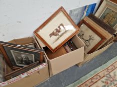 A LARGE SELECTION OF 19TH CENTURY AND OTHER ENGRAVINGS, OTHER PICTURES AND PRINTS, FRAMES ETC.