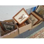 A LARGE SELECTION OF 19TH CENTURY AND OTHER ENGRAVINGS, OTHER PICTURES AND PRINTS, FRAMES ETC.