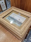 TWO FRAMED OIL PAINTINGS TOGETHER WITH A SIMILARLY FRAMED PRINT OF VENICE