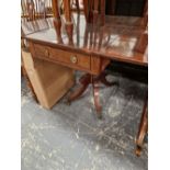 A LATE GEORGIAN MAHOGANY PEDESTAL PEMBROKE TABLE.