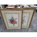 THREE FRAMED FLORAL PRINTS