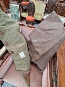 TWO CLARKSON AND CLEGG SIZE 2 LEATHER AND KHAKI JERKINS