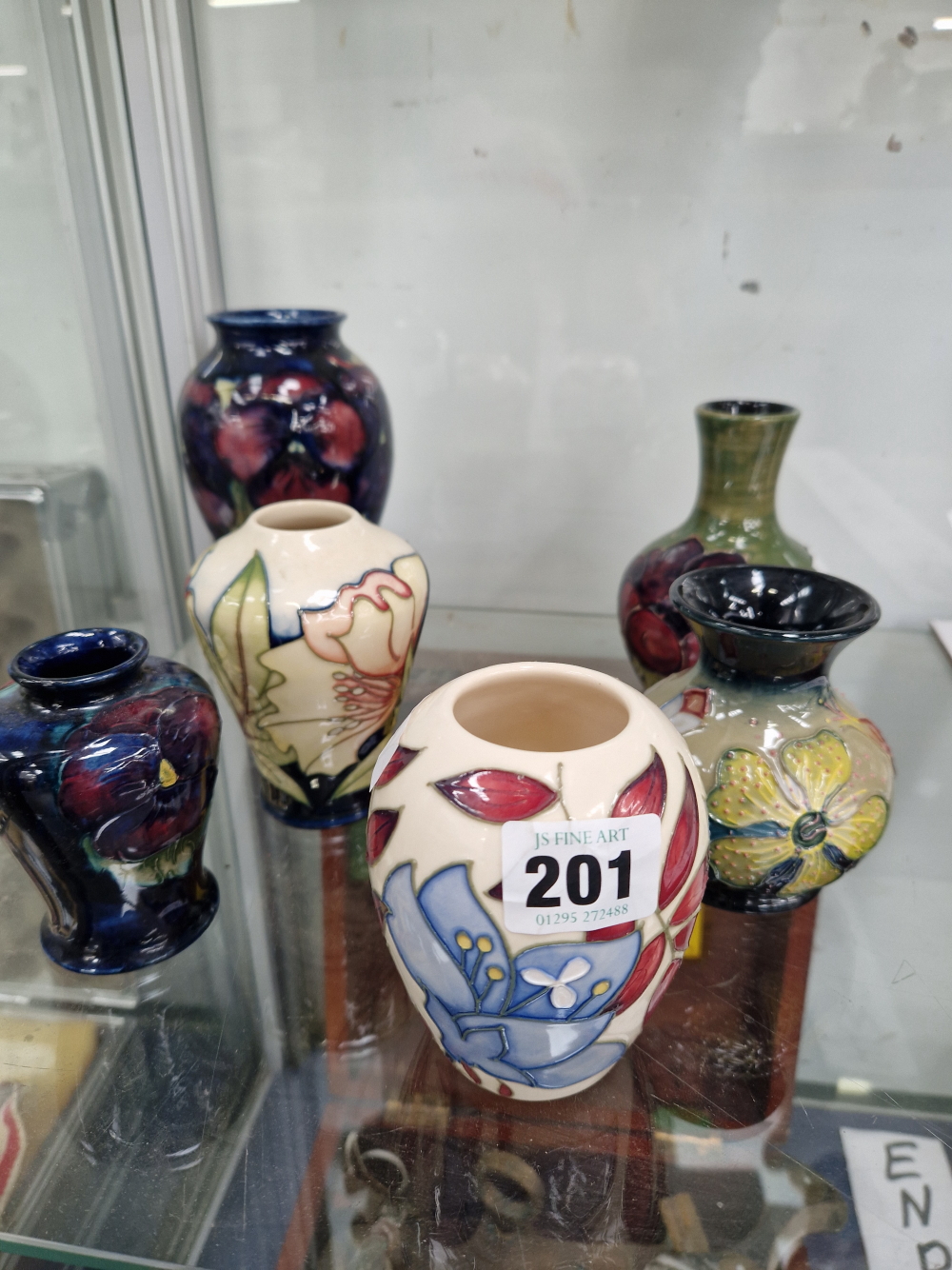 SIX MOORCROFT VASES OF VARIOUS PATTERNS