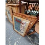 ELEVEN CAR RELATED PRINTS IN SIMILAR FAUX BURR WOOD FRAMES