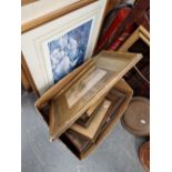 A SMALL ANTIQUE WATERCOLOUR AND VARIOUS PRINTS.