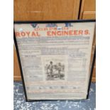 A FRAMED VICTORIAN RECRUITING POSTER FOR THE ROYAL ENGINEERS