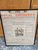 A FRAMED VICTORIAN RECRUITING POSTER FOR THE ROYAL ENGINEERS