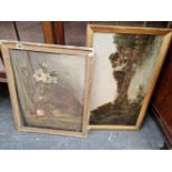 TWO ANTIQUE GIT FRAMED OIL PAINTINGS