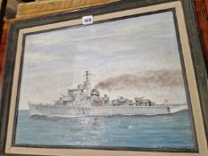 F PEDERSON, THE DANISH WAR SHIP HUITFELDT, OIL ON CANVAS