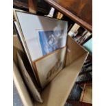 A FRAMED PHOTOGRAPH OF A LADY WITH HER LINE CAUGHT FISH, TOGETHER WITH TWO FRAMED PRINTS