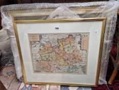 AFTER HENRY RYLAND, A PRINT OF CLASSICAL LADIES TOGETHER WITH A COUNTY MAP OF SURREY