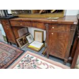 A REGENCY MAHOGANY TWIN PEDESTAL SIDE BOARD