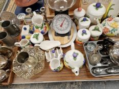 RAYWARE TEA AND STORAGE WARES, KITCHEN SCALES, ELECTROPLATE, CUTLERY, ETC.