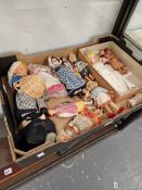 A COLLECTION OF COSTUME AND OTHER DOLLS TO INCLUDE ONE WITH A BISQUE HEAD BY ARMAND MARSEILLE