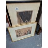 A QUANTITY OF ANTIQUE PENCIL SIGNED COLOUR PRINTS ETC.