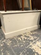 A GREY PAINTED WOODEN COFFER