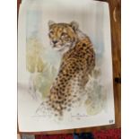 EIGHT LIMITED EDITION PENCIL SIGNED PRINTS OF SEATED LEOPARDS BY JOAN BEUCHE