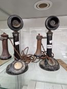 TWO BLACK CANDLESTICK TELEPHONES