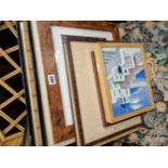 A SMALL OIL PAINTING, A PAIR OF ORIENTAL PRINTS AND OTHER VARIOUS PICTURES.