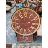 AN ANTIQUE STYLE HAND PAINTED WALL CLOCK.