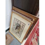 A SMALL GROUP OF ANTIQUE AND LATER PRINTS AND PICTURES