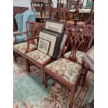 A SET OF SIX GEORGIAN STYLE DINING CHAIRS.